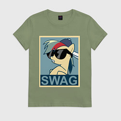 Футболка хлопковая женская Rainbow Dash swag, цвет: авокадо