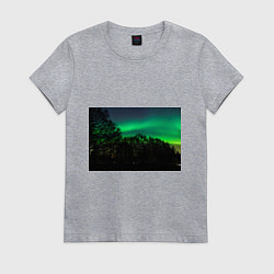 Футболка хлопковая женская Северное сияние, цвет: меланж