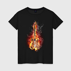 Женская футболка Огненная гитара