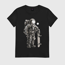 Футболка хлопковая женская Space skateboarding, цвет: черный