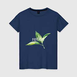 Футболка хлопковая женская Reflex листья, цвет: тёмно-синий