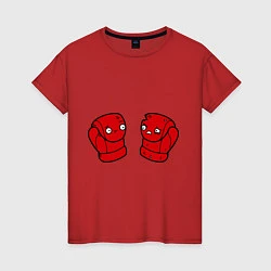 Футболка хлопковая женская Боксерская перчатка, цвет: красный