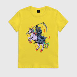 Женская футболка Смерть на единороге