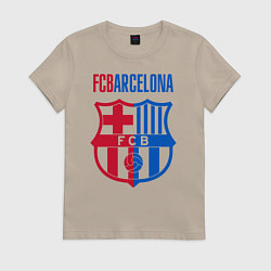 Футболка хлопковая женская Barcelona FC, цвет: миндальный