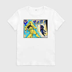 Женская футболка Дио идет на забив