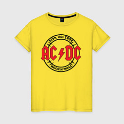 Футболка хлопковая женская ACDC, цвет: желтый