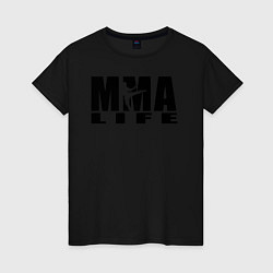 Футболка хлопковая женская MMA, цвет: черный