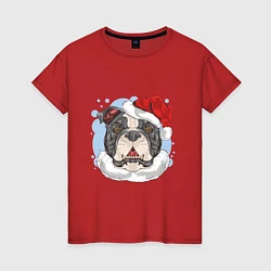 Женская футболка Собачий Санта