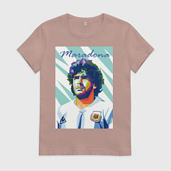 Футболка хлопковая женская Марадона золотой мальчик, цвет: пыльно-розовый