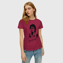 Футболка хлопковая женская Diego Maradona, цвет: маджента — фото 2