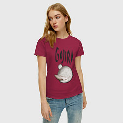 Футболка хлопковая женская Gojira, цвет: маджента — фото 2