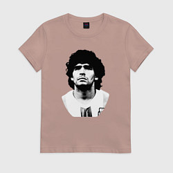 Футболка хлопковая женская Диего Марадона, цвет: пыльно-розовый