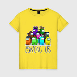 Футболка хлопковая женская AMONG US - большая компания!, цвет: желтый