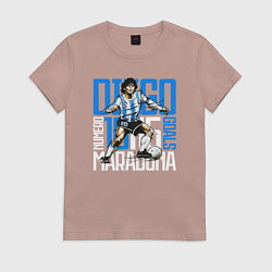 Футболка хлопковая женская 10 Diego Maradona, цвет: пыльно-розовый