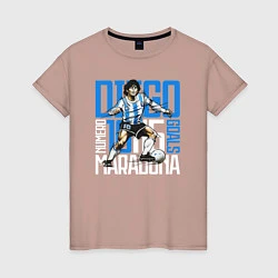 Футболка хлопковая женская 10 Diego Maradona, цвет: пыльно-розовый