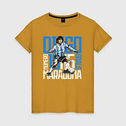 Футболка хлопковая женская 10 Diego Maradona, цвет: горчичный