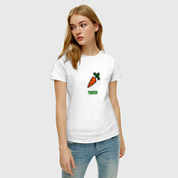 Футболка хлопковая женская Морковка, цвет: белый — фото 2