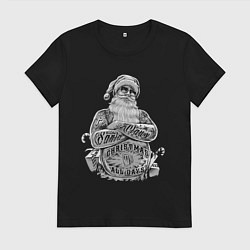 Футболка хлопковая женская Плохой Санта, цвет: черный