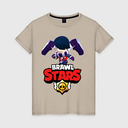 Футболка хлопковая женская Brawl Stars Эдгар, цвет: миндальный