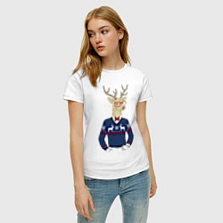 Футболка хлопковая женская Hipster Deer, цвет: белый — фото 2