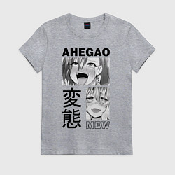 Футболка хлопковая женская Ahegao, цвет: меланж