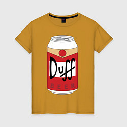 Футболка хлопковая женская Duff Beer, цвет: горчичный
