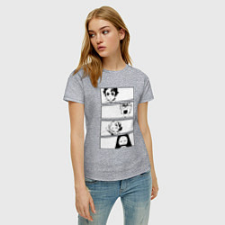 Футболка хлопковая женская Клинок рассекающий демонов, цвет: меланж — фото 2