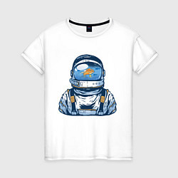 Футболка хлопковая женская Астронавт Аквариум, цвет: белый