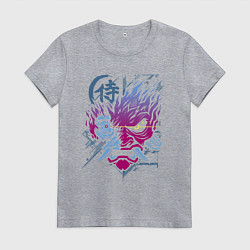 Футболка хлопковая женская Cyberpunk 2077 Геометрия, цвет: меланж