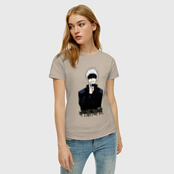 Футболка хлопковая женская Jujutsu Kaisen - Satoru Gojou, цвет: миндальный — фото 2