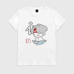 Футболка хлопковая женская BTS sleep, цвет: белый
