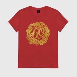 Футболка хлопковая женская 60 лет, цвет: красный