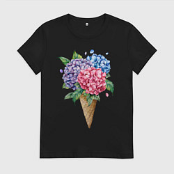 Женская футболка Букет цветов в рожке