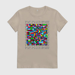 Футболка хлопковая женская Ночной Токио, цвет: миндальный