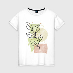 Женская футболка Листья на акварели