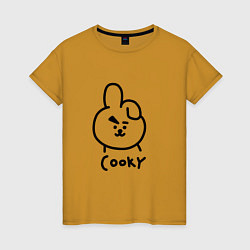 Футболка хлопковая женская COOKY BTS, цвет: горчичный