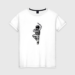 Футболка хлопковая женская Космонавт, цвет: белый