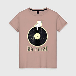 Футболка хлопковая женская Винил Keep It Classic, цвет: пыльно-розовый