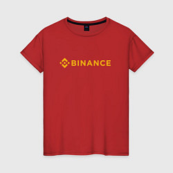 Футболка хлопковая женская BINANCE БИНАНС БИРЖА СПИНА, цвет: красный