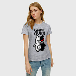 Футболка хлопковая женская MONOKUMA GAME OVER, цвет: меланж — фото 2