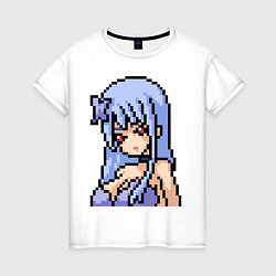 Футболка хлопковая женская Pixel art anime girl, цвет: белый