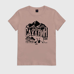 Футболка хлопковая женская Остров Сахалин, цвет: пыльно-розовый
