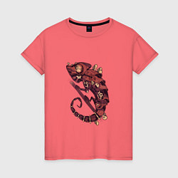 Футболка хлопковая женская Steampunk хамелеон, цвет: коралловый