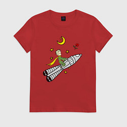 Женская футболка Маленький принц на ракете
