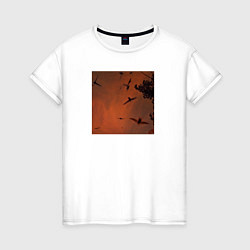 Женская футболка Птицы на фоне заката