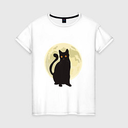 Футболка хлопковая женская Moon Cat, цвет: белый