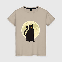 Футболка хлопковая женская Moon Cat, цвет: миндальный