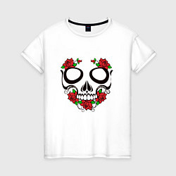 Женская футболка Череп и розы
