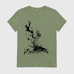 Футболка хлопковая женская Черный Аста Черный Клевер, цвет: авокадо