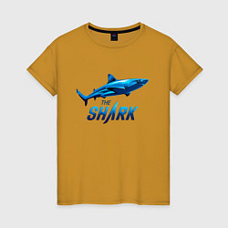 Футболка хлопковая женская Акула The Shark, цвет: горчичный